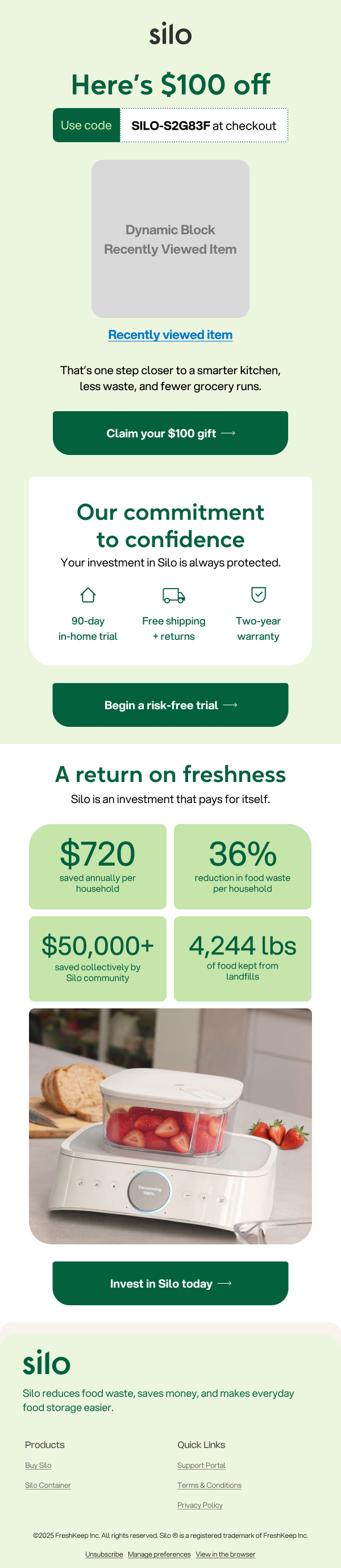 Abandoned cart email